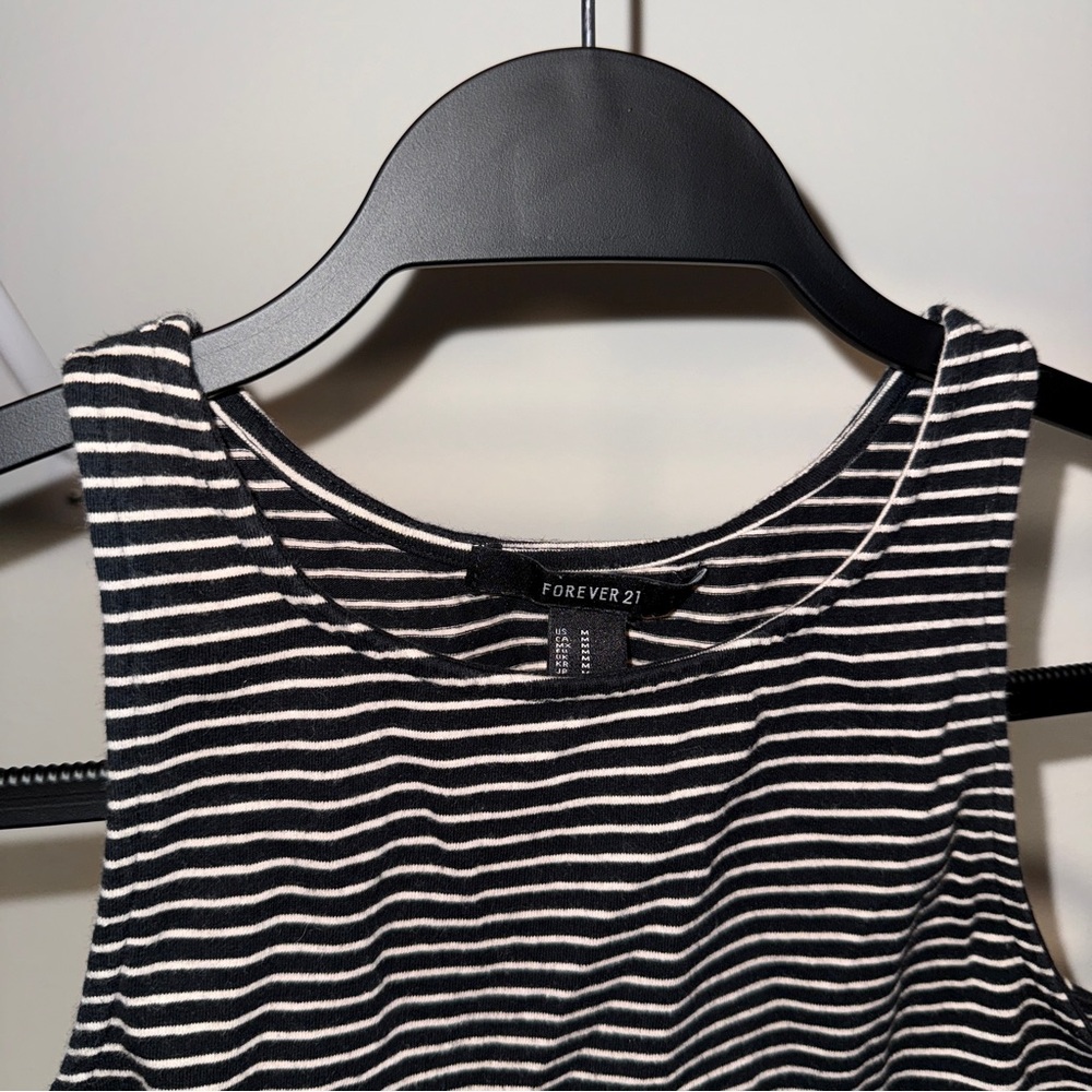 Cropped Stripe Forever 21 Black and Tan Cream Horizontal Striped Crop Top